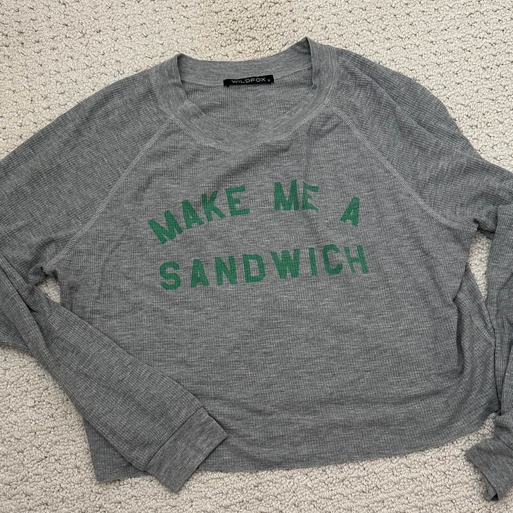 Wildfox Gray Long Sleeve with Green Graphic